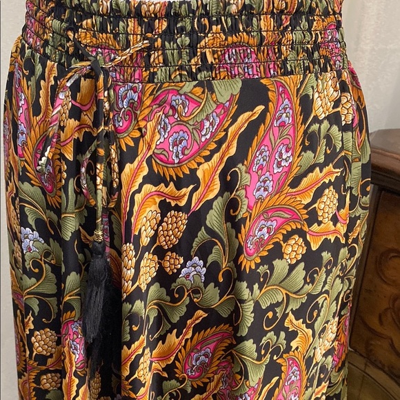 Chelsea & Theodore Pleated Red Green Maxi Skirt - Picture 8 of 13